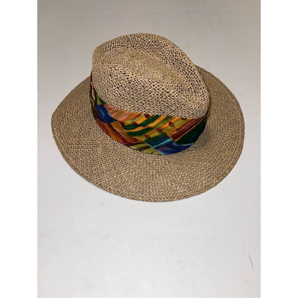 Panama Jack Straw Hat Men's S/M Floral Tropical Original Vintage Made In The USA